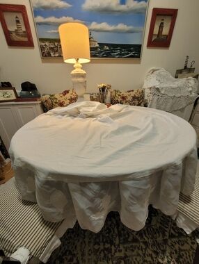 Classic White Round Tablecloth - Elegant Home Dining 50"